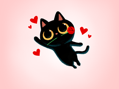 Happy valentine's day💘 animal blackcat cat character cute drawing emoji illustration imessage sticker sticker design valentine valentine day