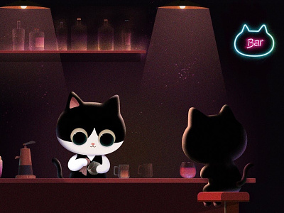 Cat bar🍷 bar bartender cat character cocktail cute doodle drawing illustration picturebook