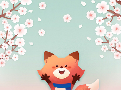 Fox and cherryblossom🦊🌸