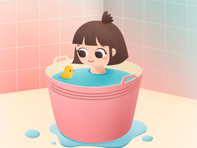 Bath bath bathduck character cute doodle drawing duck girl illustration vector
