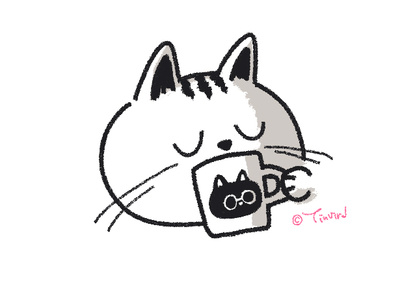 chilling with coffee cat character chilledcat coffee cute doodle linedrawing