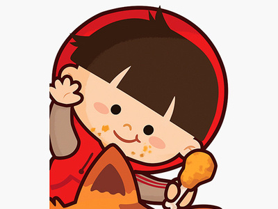 Hi! character chicken children cute design doodle vector