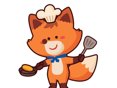 Fox chef 'Fori' animal character cute fox illustration photoshop vector