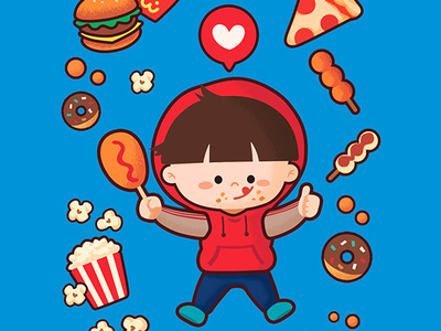 Like it Like it boy boycharacter character cute foodfighter healthy appetite photoshop vector