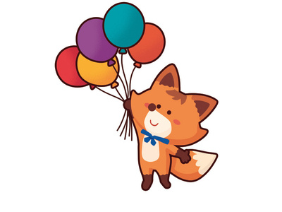 Balloon animal balloon character cute design doodle drawing fox illustration photoshop vector