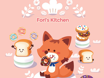 Dessert time animal bakery character cute fox vector
