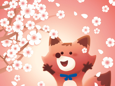 🦊🌸 animal animaldrawing character characterdesign cherryblossom cute doodle drawing fori fox illustration photoshop vector