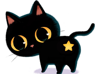 Happy My Ash blackcat blackcatday cat character drawing emoji happymyash star sticker