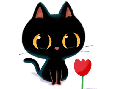 Happy my ash blackcat blackcat day cat character doodle drawing emoji flower happymyash