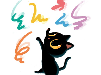 Happy my Ash blackcat cat character drawing emoji playing cat sticker
