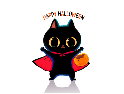 Happy Halloween animal blackcat character cute drawing halloween illustration sticker