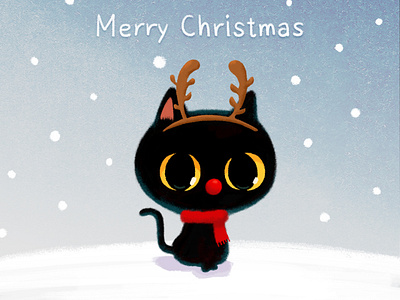 Merry Christmas! blackcat card art character christmas cute illustration