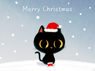 Merry Christmas! animal blackcat cat character character design christmascard cute doodle drawing emoji illustration photoshop
