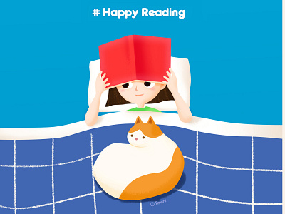 New year's resolution #Reading cat character dailylife doodle drawing girl happyreading illustration photoshop reading