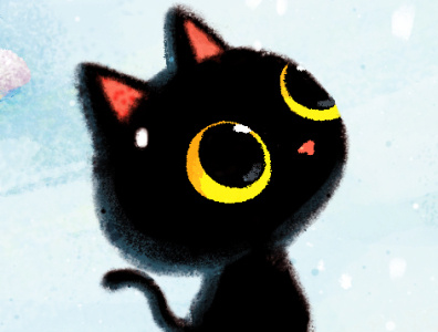 snow blackcat animal blackcat cat character cute drawing illustration