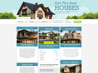 Property Web blue clean website e commerce nature property website