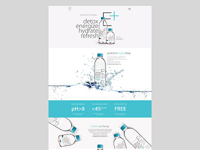 MineralWater beverage blue flat design simple design typography ui ux website white design white space