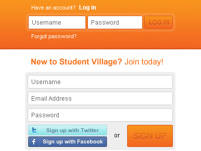 Student Village black concept orange portal