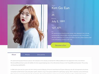 Daily UI #6 - User Profile 006 dailyui kdrama profile user