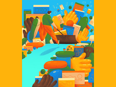 Goodbye clickbait, hello community - BBC Science Focus art direction blue bold bright character design color colour editorial editorial illustration emoji fun graphic green illustration internet magazine illustration newspaper illustration orange texture yellow