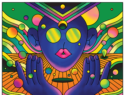 vector artwork advertising art direction bold bright character design color colour design graphic illustration psychedelic psychedelic art retro vector