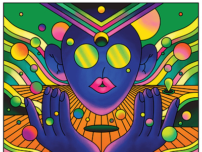 vector artwork advertising art direction bold bright character design color colour design graphic illustration psychedelic psychedelic art retro vector