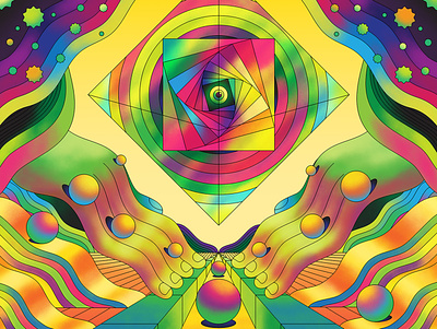 Marble Madness - Wow x Wow Art Show art direction art show bold bright color colors colour colours exhibition fun graphic illo illustration landscape personal psychedelic psychedelic art radient retro vivd