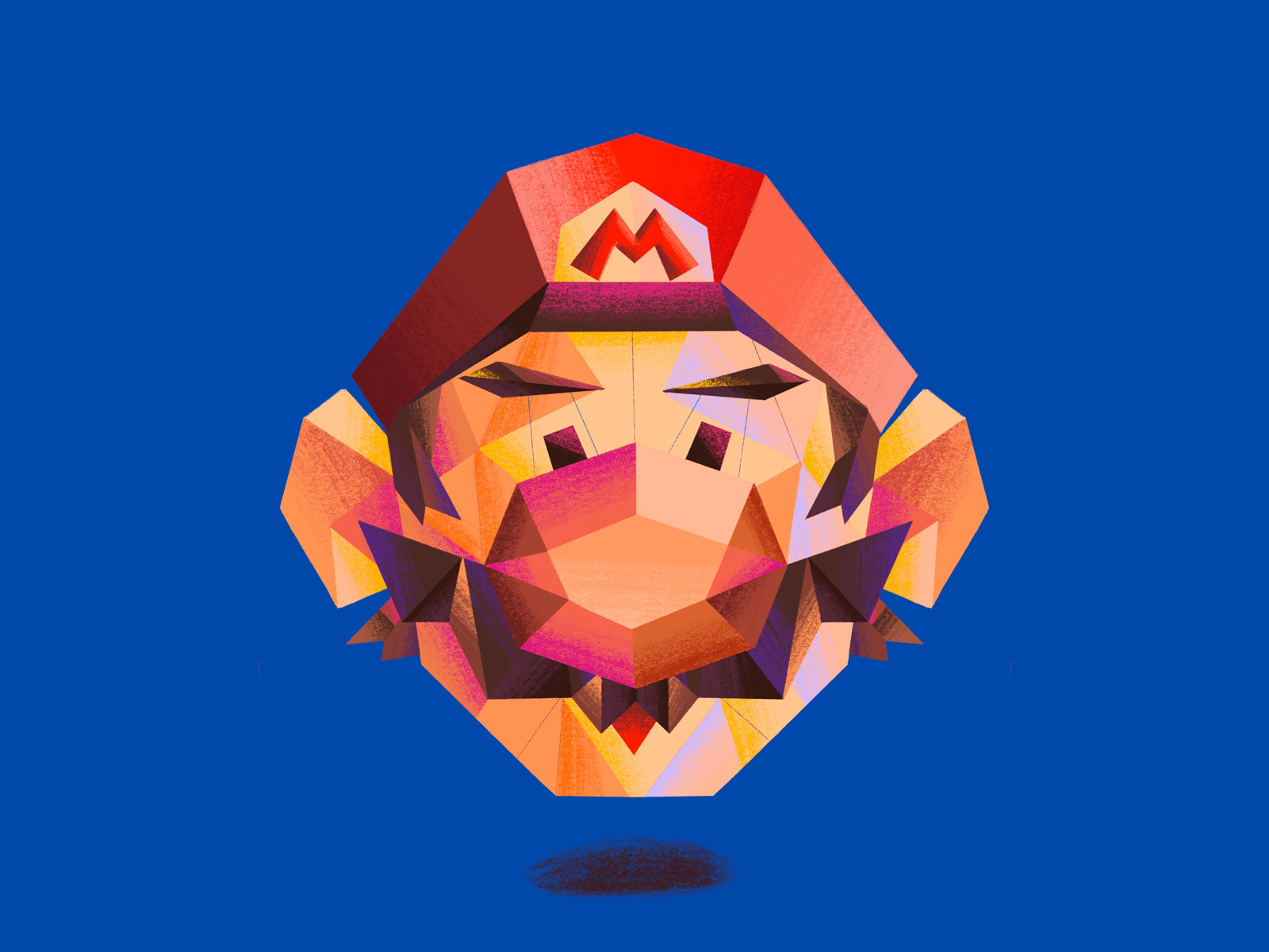 Super Mario blue bold bright brown character design digital fun games graphic illustration nintendo pencil personal polygon procreate red super mario texture video game videogames