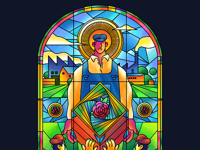 Two illustration for Tribune Magazine affinity affinity designer bold bright colors colours editorial editorial illustration factory graphic illustration illustrator magazine stained glass window story strong texture vector work worker