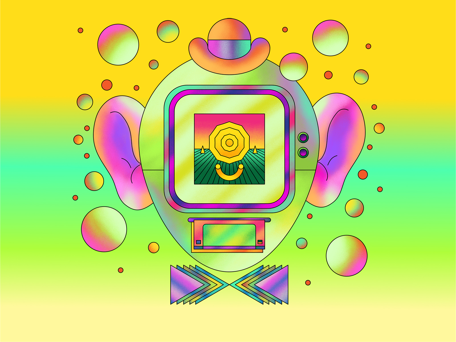 The Dapper 8 Bit Machine 8bit affinity designer art direction cheerful color colour computer design fun graphic illustration illustrator mixtape music personal psychedelic retro surreal vector vivid