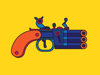 Flint Pistol art direction color colour graphic illustration object personal work pistol shapes simple vector