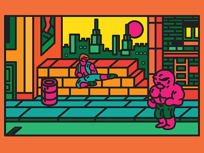Double Dragon abobo double dragon illustration nes screenshot stage 1 vector video game