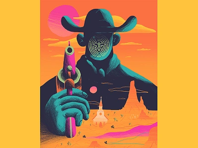 Westworld - Idiot Box Art Show android art show cowboy gallery 1988 poster robot western westworld wild west