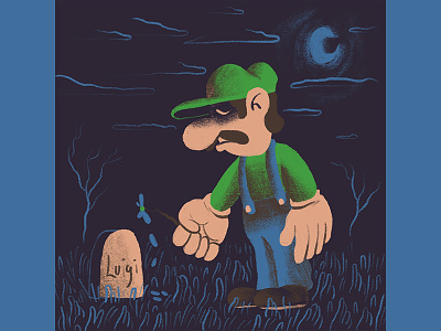 Sad Luigi drawing fun illustration ipad luigis mansion nintendo procreate video game