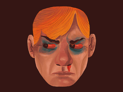 Face art direction blood bruised character design color colour face head head portrait illustration retro shifty