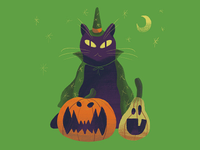 Happy Halloween! art direction cat character design color colour halloween illustration retro witch