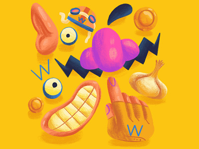 Wah Hoo!! bright face fun illo illustration nintendo parts personal shapes texture video games warioware