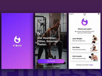 Fitness app design logo typography ui ux vector