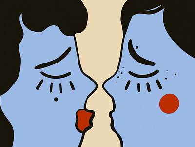 Kiss and make up abstract boy girl illustration kiss