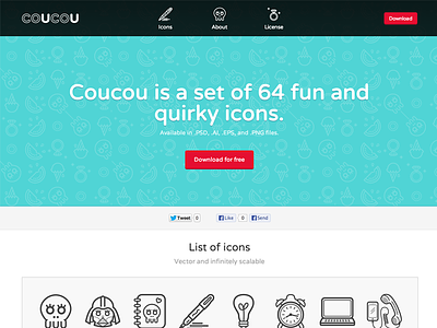 coucouicons.com (set of 64 icons) .ai .eps 64px coucou freebie fun icon set icons quirky vector