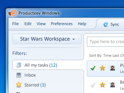 Producteev Windows Application filter menu producteev sidebar windows