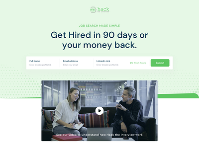 Video landing page design