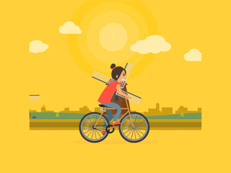 Fun Cycling 2d animation after affects animation bicycle character animation cycling illustration little girl motion animation motion design vector animation