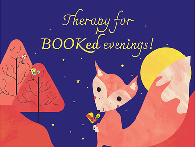Therapy for Booked evenings Sticker Illustration bookshop children book illustration childrens illustration fox illustration illustration sticker sticker design sticker illustration storytelling