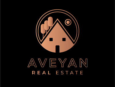 Logo Aveyan Real Estate - Real Estate Logo gold logo gradient icon gradient logo home house logo real estate agency real estate branding real estate logo real estate logo design