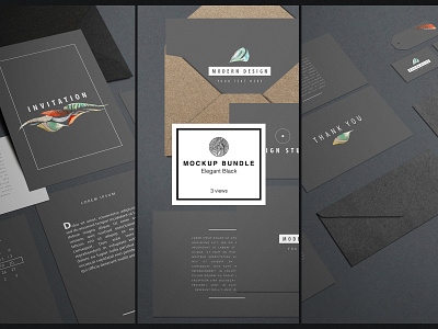 Elegant Black Mockup Bundle black and blue business card business mockup design elegant business mockup invitations and paper mockup mockup bundle mockup design