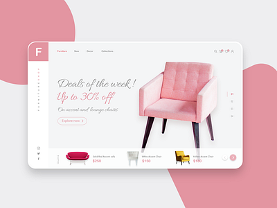 Furniture Web Page creative design pink