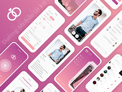 Dating Mobile UI Kit Dribble creative design mobile app mobile ui pink