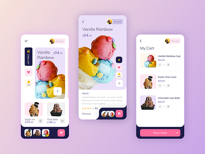 Ice-Cream Mobile Application creative mobile app mobile ui pink ui