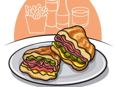Cuban Sandwiches american bacon cheese concept design flat food illustration meal sandwich street vector